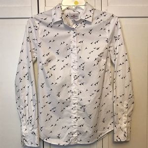 J Crew Factory Haberdashery Bird Button Up Sz XS
